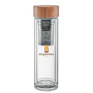 GiftRetail MO9420 - Doppelwandige Trinkflasche aus Glas 420 ml Transparent