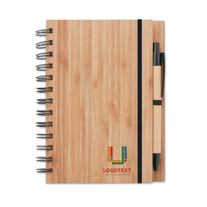 GiftRetail MO9435 - BAMBLOC Bamboo notebook with pen lined Wood