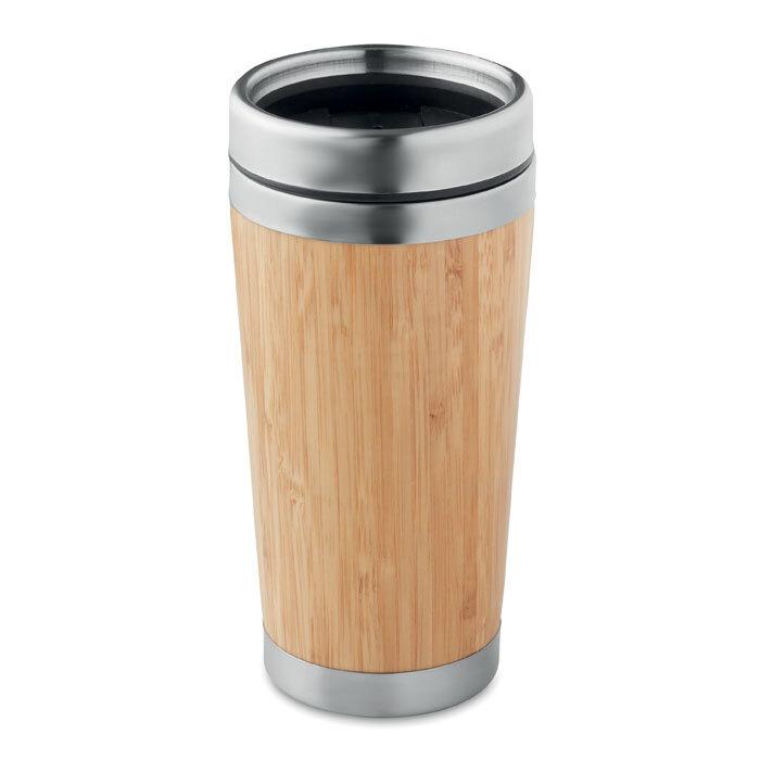 GiftRetail MO9444 - RODEODRIVE+ Double wall bamboo flask 400ml