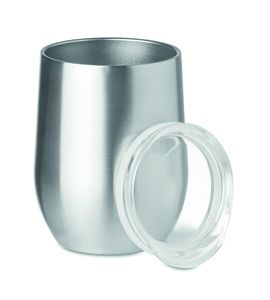 GiftRetail MO9597 - CHIN CHIN Double wall mug 300ml matt silver