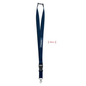 GiftRetail MO9661 - WIDE LANY Lanyard with metal hook 25mm Blue