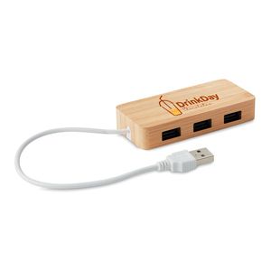 GiftRetail MO9738 - VINA Bamboo USB 3 ports hub Wood