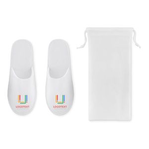 GiftRetail MO9782 - FLIP FLAP Pair of slippers in pouch White