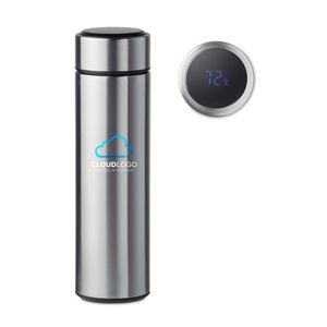 GiftRetail MO9796 - POLE Bottle with touch thermometer matt silver
