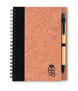 GiftRetail MO9859 - SONORA PLUSCORK Cork notebook with pen Black