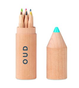 GiftRetail MO9875 - PETIT COLORET 6 crayons dans un étui en bois Wood