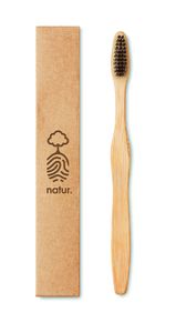 GiftRetail MO9877 - DENTOBRUSH Bamboo toothbrush in Kraft box Black