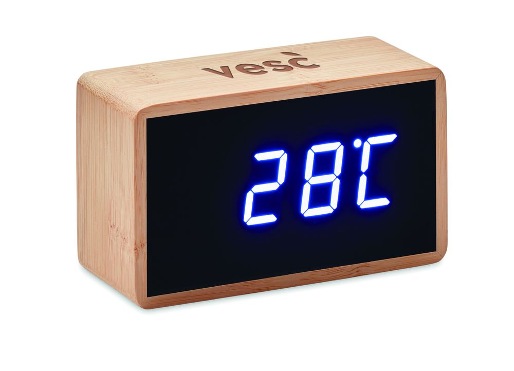 GiftRetail MO9921 - LED alarm clock with bamboo casing