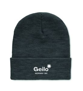 GiftRetail MO9965 - POLO RPET RPET Beanie met omslag Wit/Grijs