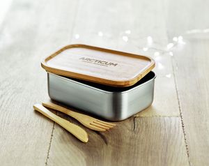 GiftRetail MO9967 - SAVANNA Stainless steel lunchbox 600ml Wood