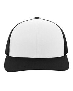 Pacific Headwear 104C - Trucker Snapback Hat White/Blk/Blk