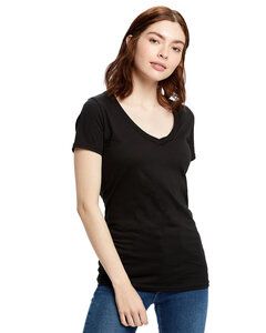 US Blanks US120 - Ladies Made in USA Short-Sleeve V-Neck T-Shirt Negro