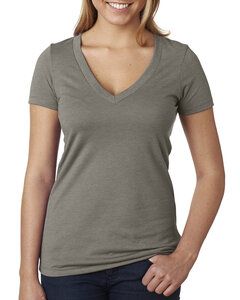 Next Level Apparel 6640 - Ladies CVC Deep V-Neck T-Shirt Warm Gray