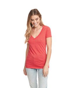 Next Level Apparel 6640 - Ladies CVC Deep V-Neck T-Shirt Rojo