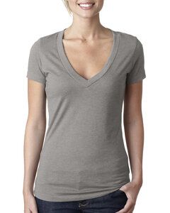 Next Level Apparel 6640 - Ladies CVC Deep V-Neck T-Shirt Stone Gray