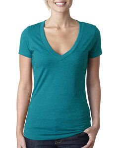 Next Level Apparel 6640 - Ladies CVC Deep V-Neck T-Shirt Verde azulado