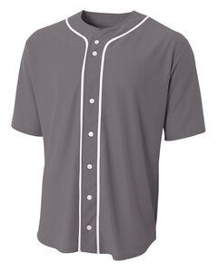 A4 NB4184 - Youth Short Sleeve Full Button Baseball Jersey Grafito