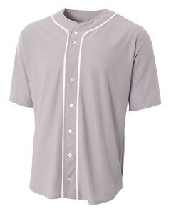 A4 NB4184 - Youth Short Sleeve Full Button Baseball Jersey Gris