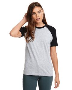 Next Level Apparel N3650 - Unisex Raglan Short-Sleeve T-Shirt Black/Hthr Gray