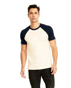 Next Level Apparel N3650 - Unisex Raglan Short-Sleeve T-Shirt Mdnt Nvy/Naturl