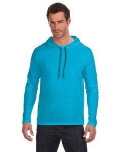 Gildan 987AN - Adult Lightweight Long-Sleeve Hooded T-Shirt Carib Blue/D Gr