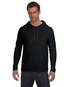 Gildan 987AN - Adult Lightweight Long-Sleeve Hooded T-Shirt Black/Dark Grey