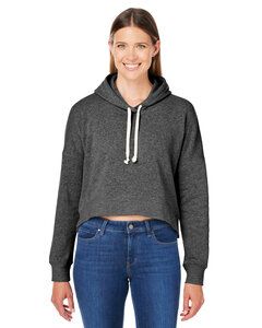 J. America 8853JA - Ladies Triblend Cropped Hooded Sweatshirt Grey Triblend