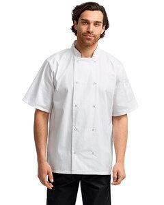 Artisan Collection by Reprime RP664 - Unisex Studded Front Short-Sleeve Chef's Coat Blanc