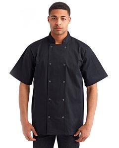Artisan Collection by Reprime RP664 - Unisex Studded Front Short-Sleeve Chef's Coat Noir