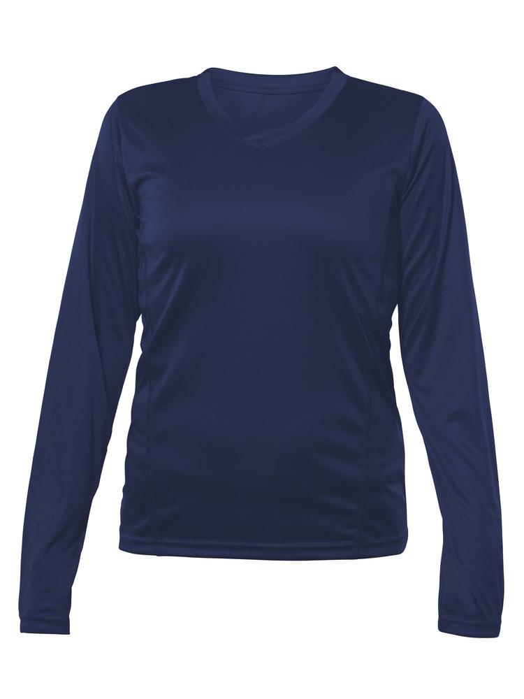 Blank Activewear L635 - Women's Long Sleeve V-Neck T-hirt, 100% Polyester Interlock, Dry Fit