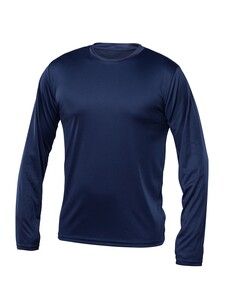 Blank Activewear M635 - Men's Long Sleeve T-Shirt, 100% Polyester Interlock, Dry Fit Navy