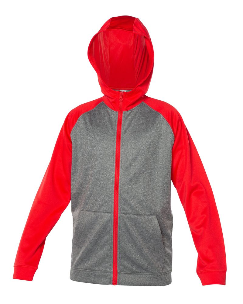 Blank Activewear Y444 - Youth Hoodie Full Zip, Raglan Sleeve, Knit, 100% Polyester PK Fleece