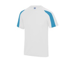JUST COOL JC003 - Tee-shirt de sport contrasté Arctic White / Sapphire Blue