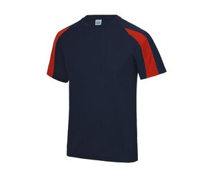 Just Cool JC003 - Contrast sports t-shirt French Navy / Fire Red