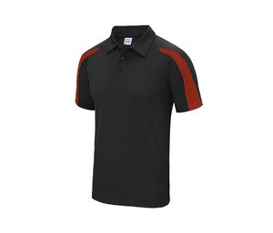 Just Cool JC043 - Contrast sports polo shirt Jet Black / Fire Red