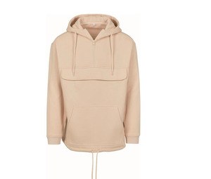 Build Your Brand BY098 - Hooded man Hooded zip neck Sand