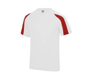 Just Cool JC003 - Contrast sports t-shirt Arctic White / Fire Red