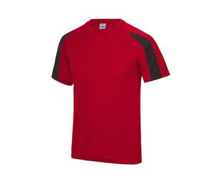 JUST COOL JC003 - Tee-shirt de sport contrasté Fire Red / Jet Black