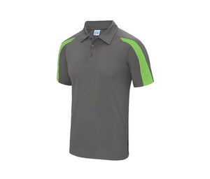 Just Cool JC043 - Contrast sports polo shirt Charcoal/ Lime Green