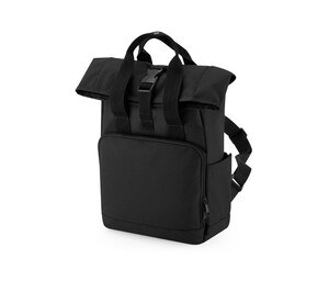 BAG BASE BG118S - RECYCLED MINI TWIN HANDLE ROLL-TOP LAPTOP BACKPACK Black