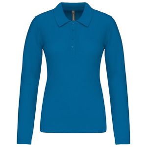 Kariban K257 - Damen Langarm-Polohemd. Baumwollpiqué Tropical Blue