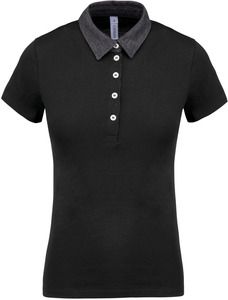 Kariban K261 - Ladies’ two-tone jersey polo shirt Black/Dark Grey Heather