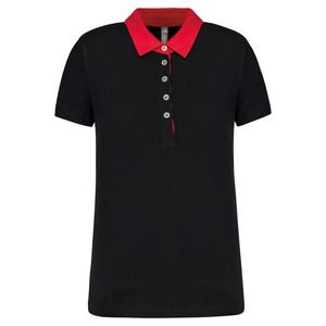 Kariban K261 - Zweifarbiges Jersey-Polohemd für Damen Schwarz / Rot