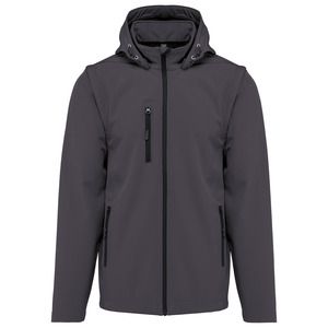 Kariban K422 - Unisex 3-layer softshell hooded jacket with removable sleeves Titanium