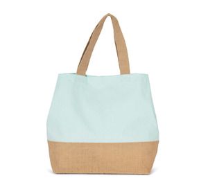 Kimood KI0235 - Cotton canvas & jute shopping bag Ice Mint / Natural