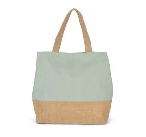 Kimood KI0235 - Cotton canvas & jute shopping bag Sage / Natural