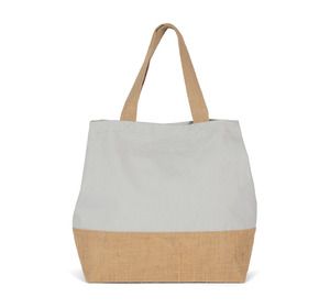 Kimood KI0235 - Cotton canvas & jute shopping bag Snow Grey / Natural