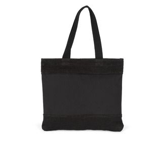 Kimood KI0294 - Shoppingtasche aus Baumwolle und geflochtenen Jutefäden Black