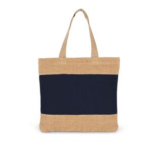 Kimood KI0294 - Shopping bag in cotton and woven jute threads Minorca Navy / Natural
