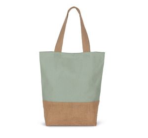 Kimood KI0298 - Shopping bag in cotton and bonded jute threads Sage / Natural